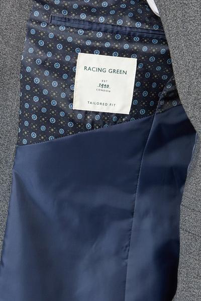 Racing Green Grey Texture Wool Blend Tailored Suit Jacket