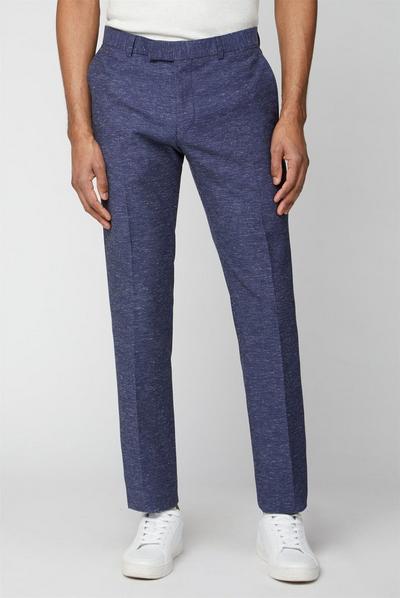Limehaus Navy Speckle Texture Slim Fit Suit Trousers