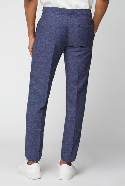 Limehaus Navy Speckle Texture Slim Fit Suit Trousers
