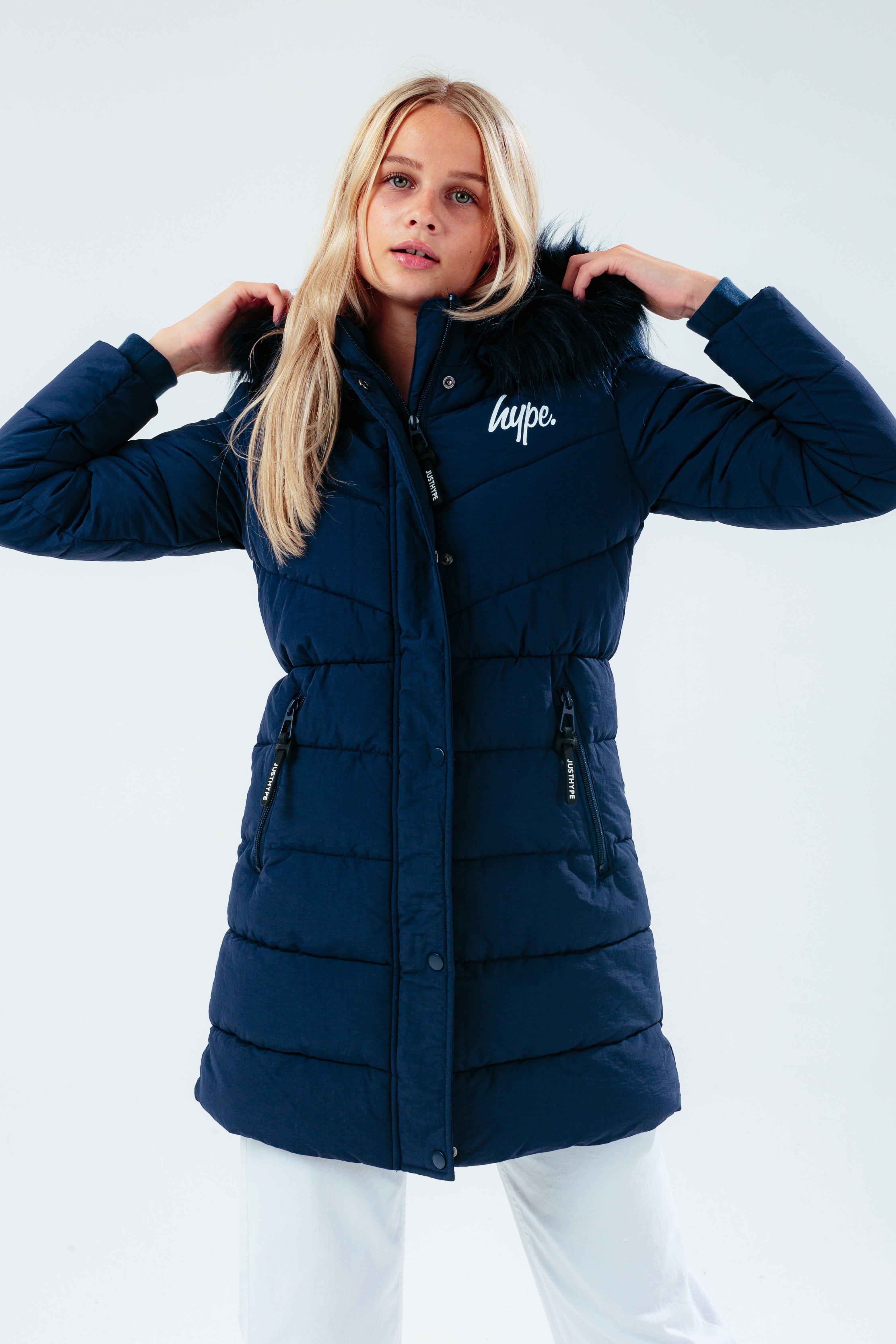 navy coat with hood