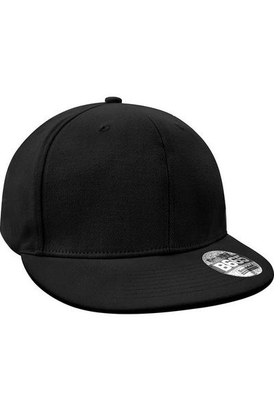 Beechfield Black Flat Peak Rapper Cap (Pack of 2)