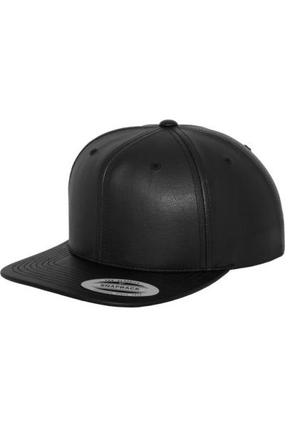 Yupoong Black Flexfit Faux Leather Snapback Cap (Pack of 2)