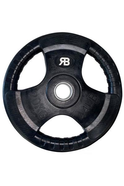 Rockbase Sports Black 20Kg Pair Olympic Cast Iron Tri Grip Weight Plates Set