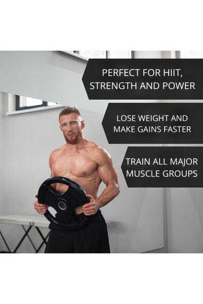Rockbase Sports Black 20Kg Pair Olympic Cast Iron Tri Grip Weight Plates Set
