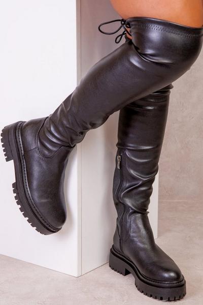 Where's That From Black 'Dawn' Chunky Over The Knee Boots