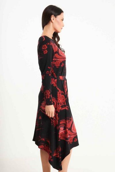 Saloos Red Stretch Printed Dress with Side Tie
