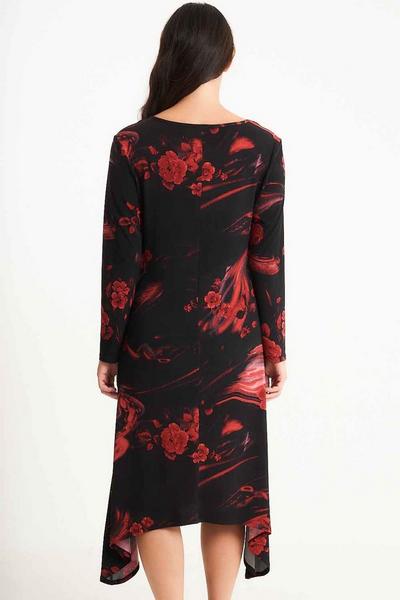 Saloos Red Stretch Printed Dress with Side Tie