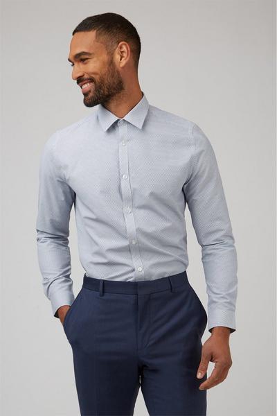 Limehaus Navy Geo Print Slim Fit Shirt