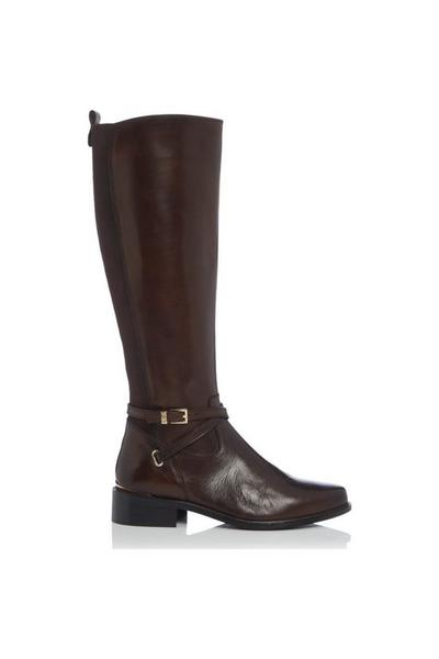 Dune London Brown 'True' Leather Knee High Boots