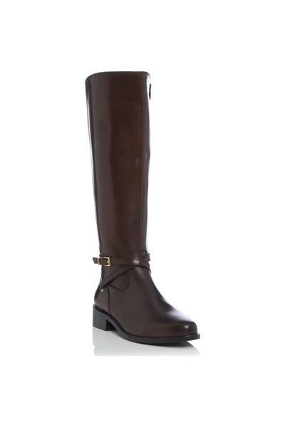 Dune London Brown 'True' Leather Knee High Boots