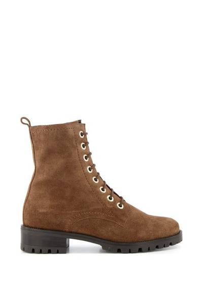 Dune London Taupe 'Prestone' Leather Lace Up Boots