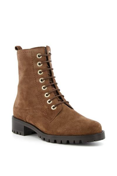 Dune London Taupe 'Prestone' Leather Lace Up Boots