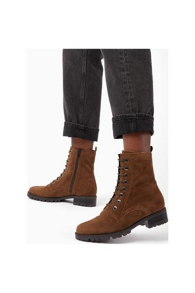 Dune London Taupe 'Prestone' Leather Lace Up Boots