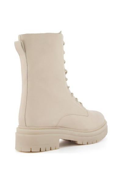Dune London Ecru 'Paradisa' Leather Lace Up Boots
