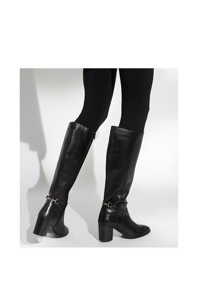 Dune London Black 'Tadley' Leather Knee High Boots