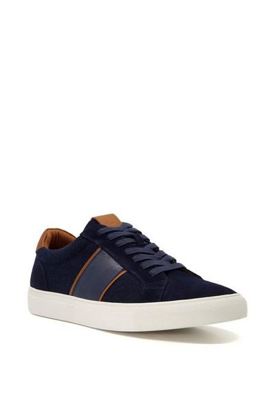 Dune London Navy 'Tods' Suede Trainers