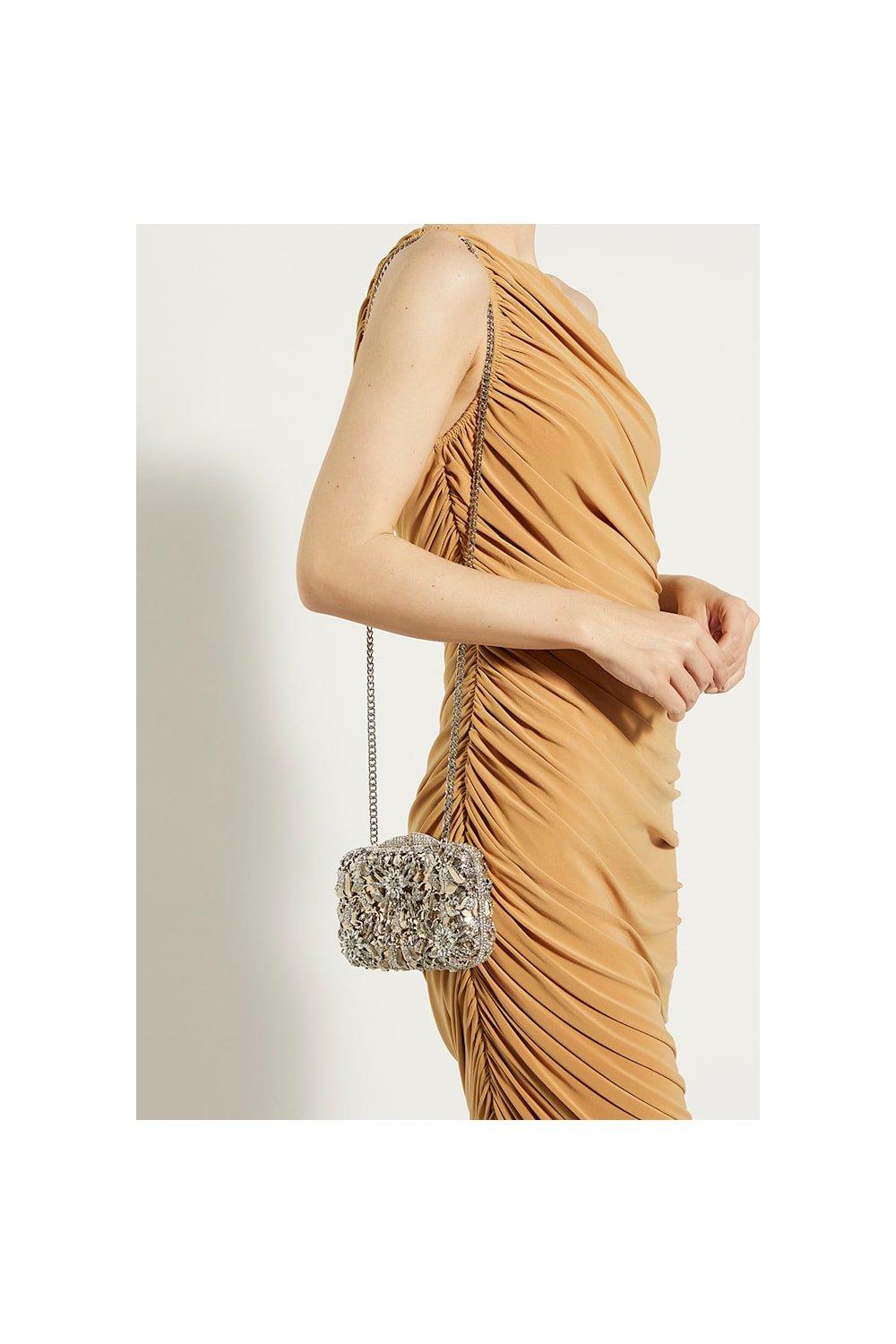 boohoo Feather Chain Strap Clutch Bag