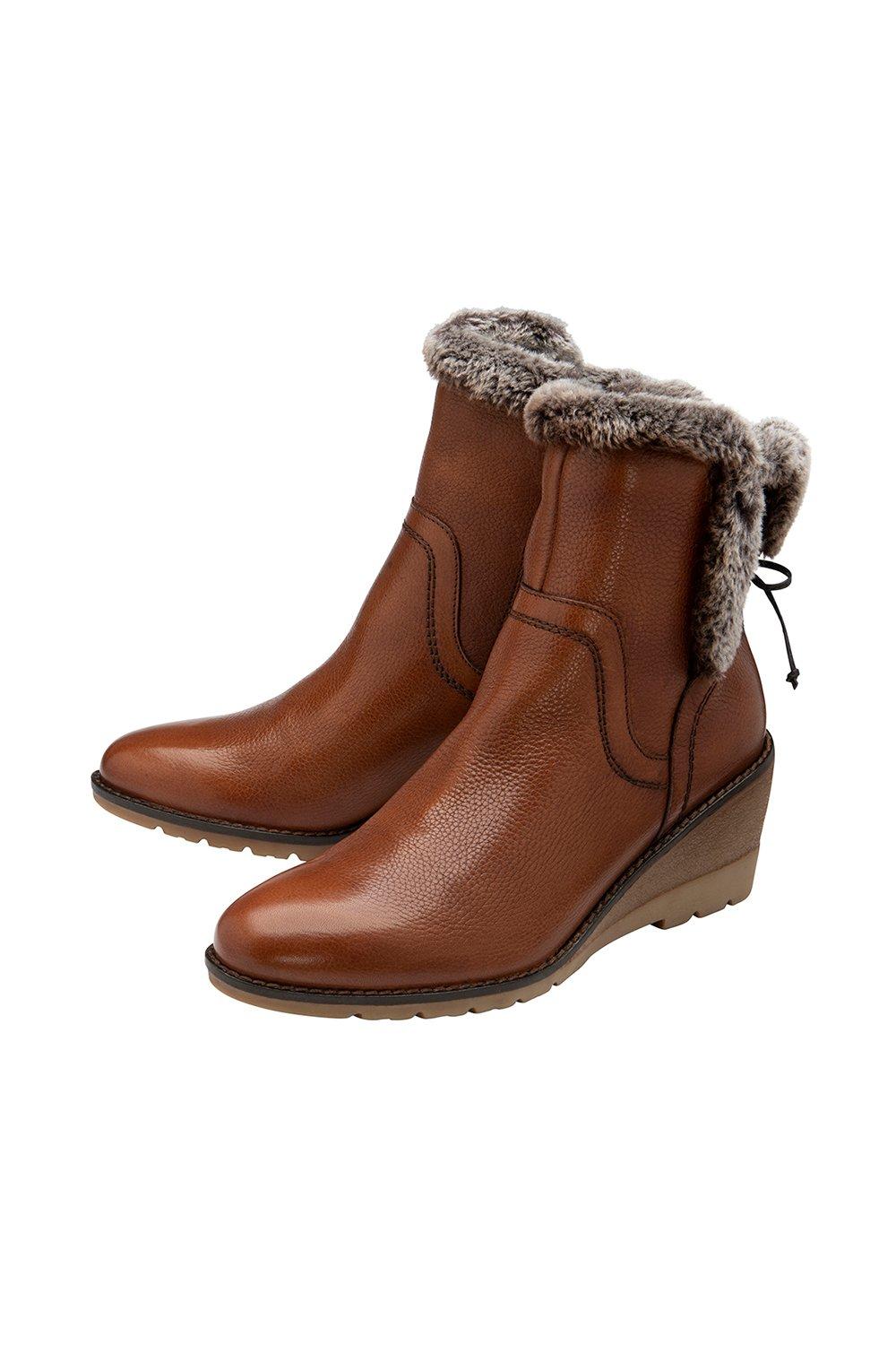 ladies leather wedge ankle boots