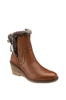 Lotus Tan 'Stephanie' Leather Wedge Boots
