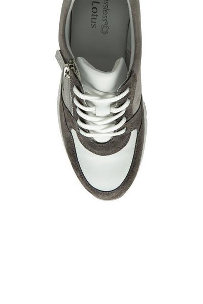 Lotus Grey 'Salma' Leather Zip-Up Trainers