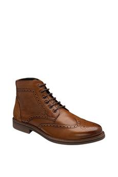 Frank Wright Tan 'Magnus' Leather Brogue Ankle Boot