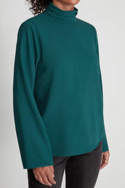 M&Co Green Long Sleeve High Neck Blouse