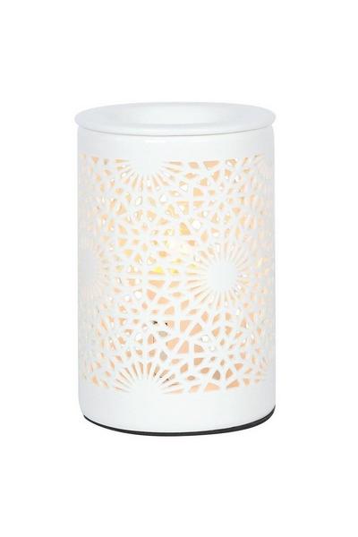 Something Different White Lace Cut Out Electric Oil Burner (UK Plug)