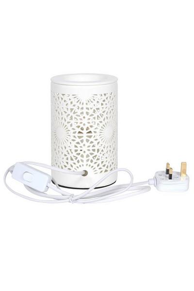 Something Different White Lace Cut Out Electric Oil Burner (UK Plug)