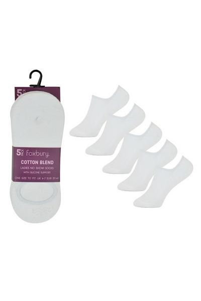 Foxbury White Cotton Blend No Show Socks (5 Pairs)
