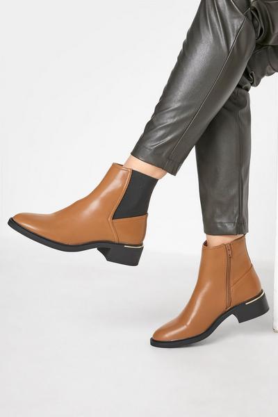 Long Tall Sally Brown Metal Trim Chelsea Boots