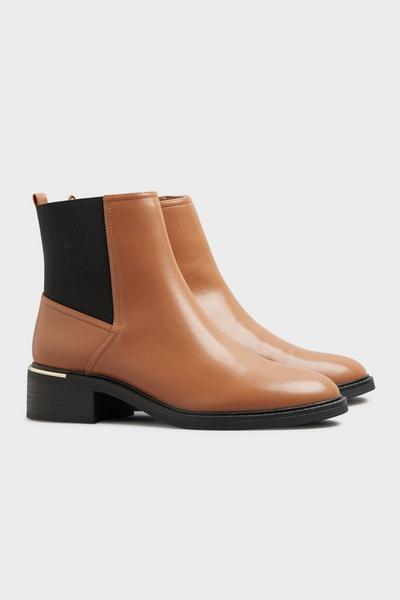Long Tall Sally Brown Metal Trim Chelsea Boots