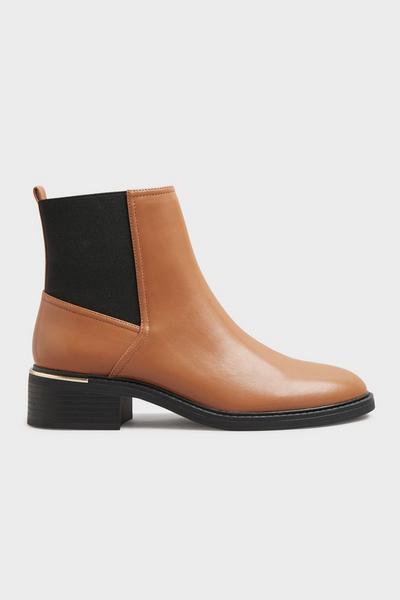 Long Tall Sally Brown Metal Trim Chelsea Boots