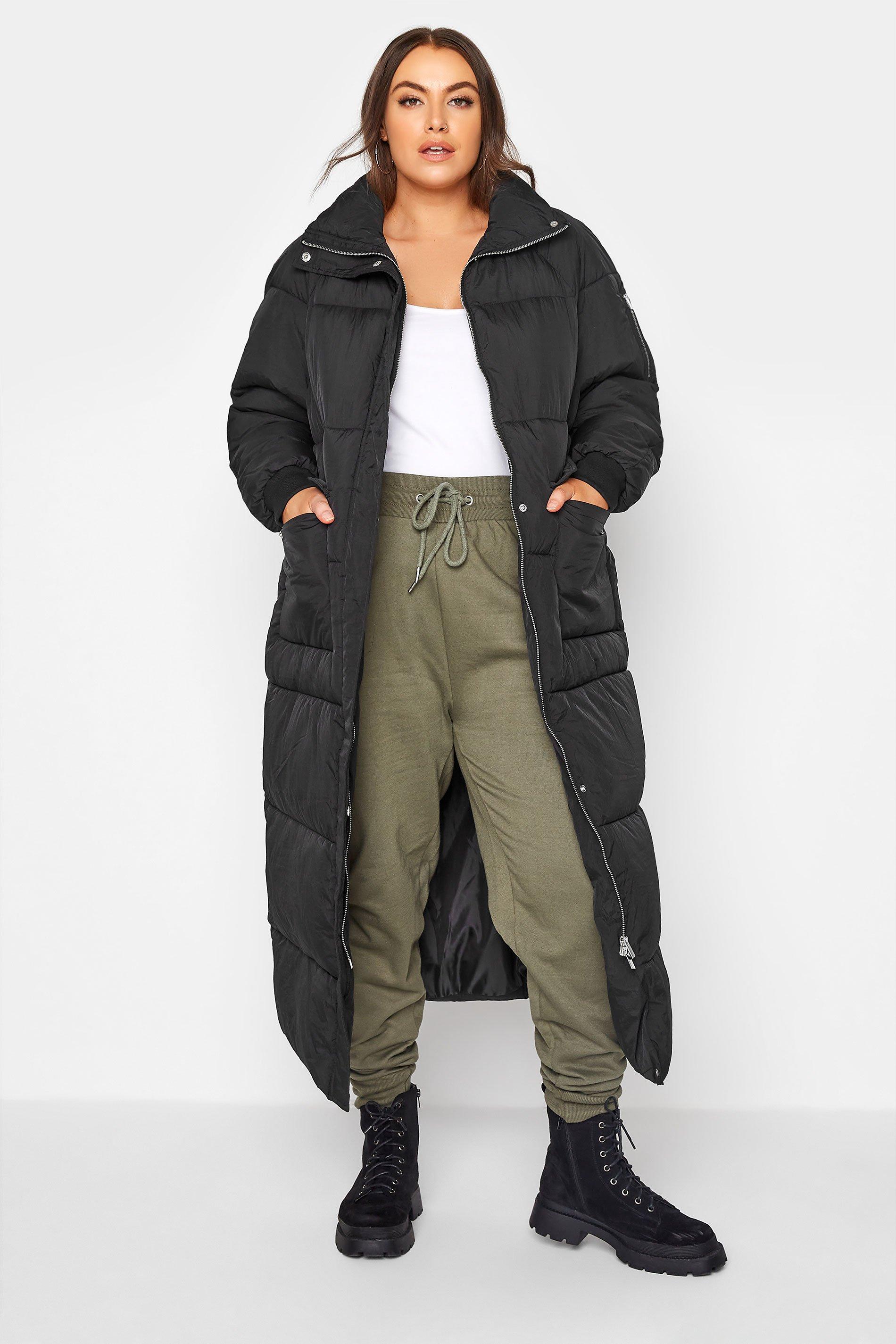 black puffer jacket longline