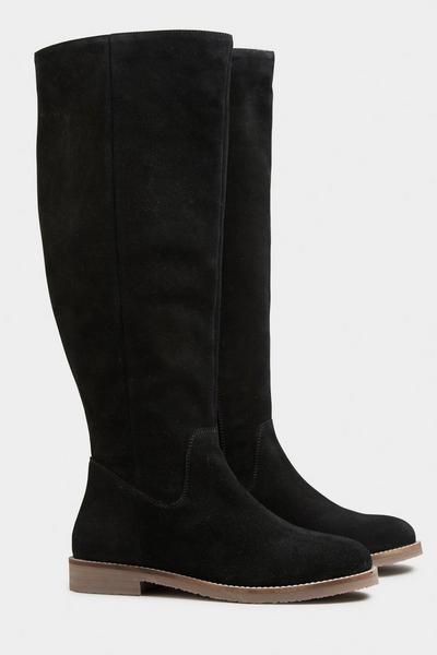 Long Tall Sally Black Suede Knee High Boots