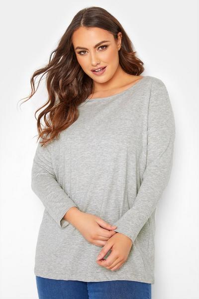 Yours Grey Long Sleeve Top
