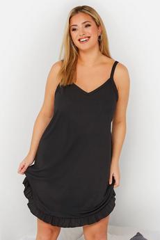 Yours Black Ribbed Nightdress