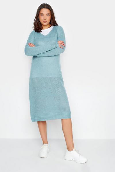 Long Tall Sally Blue Tall Knitted Midi Dress