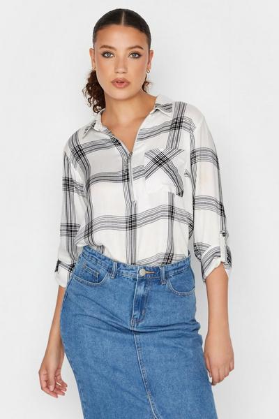 Long Tall Sally White Tall Zip Neck Shirt