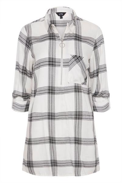 Long Tall Sally White Tall Zip Neck Shirt