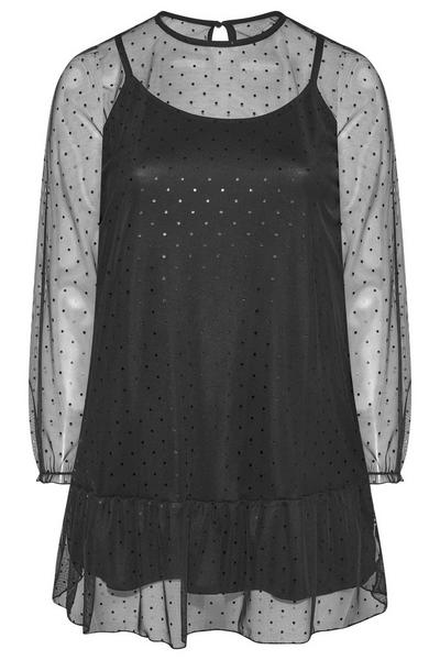 Yours Black Printed Mesh Top
