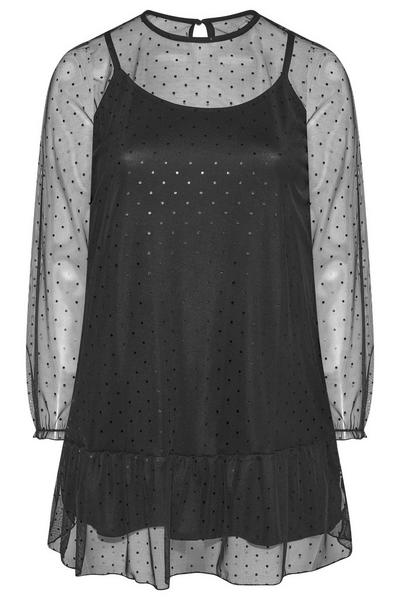 Yours Black Printed Mesh Top
