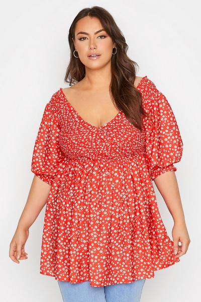 Yours Red Peplum Blouse