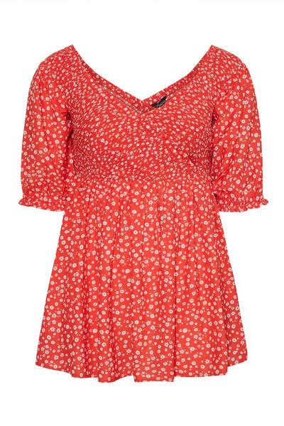 Yours Red Peplum Blouse
