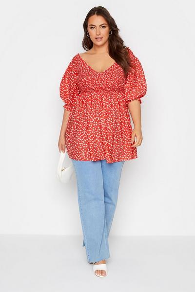 Yours Red Peplum Blouse