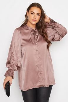 Yours Pink Pleated Bow Blouse