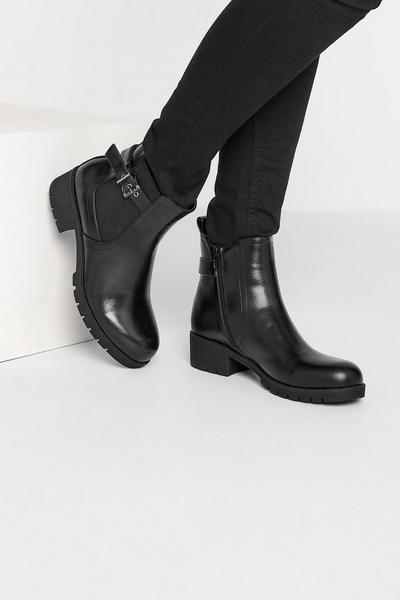 Long Tall Sally Black Buckle Ankle Boots