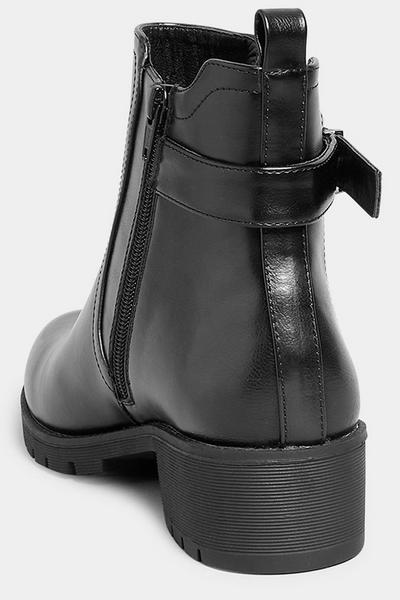 Long Tall Sally Black Buckle Ankle Boots