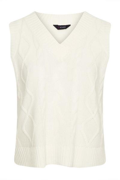 Yours White Knitted Vest