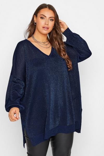Yours Blue Bar Back Jumper