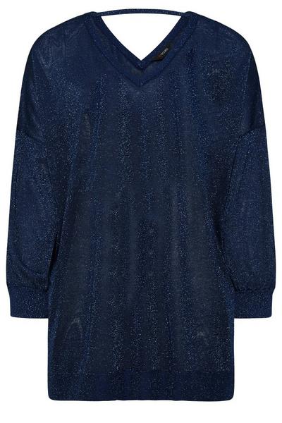 Yours Blue Bar Back Jumper